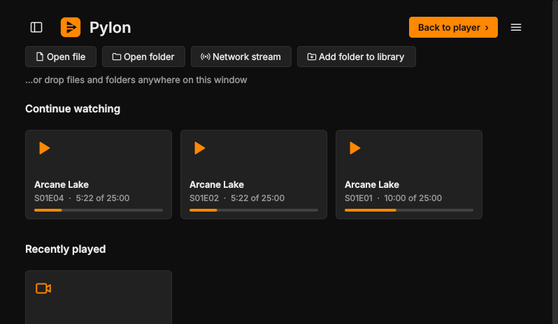 Home page with Continue watching