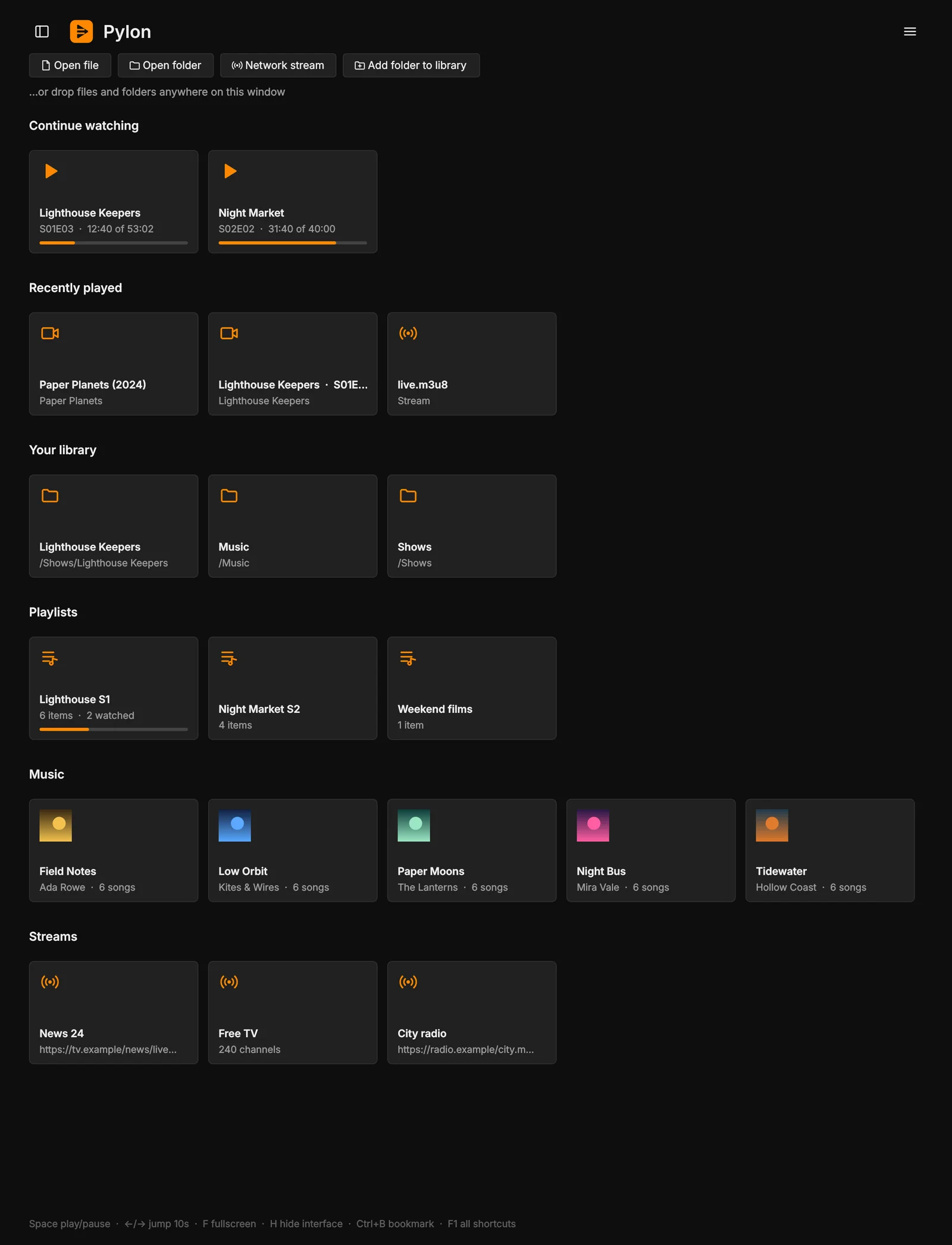 The home screen. Click a number to see what it does.