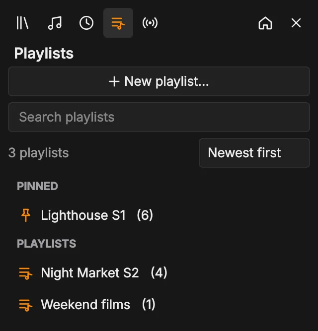 Playlists tab