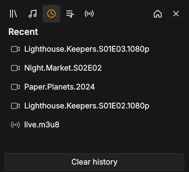 Recent tab