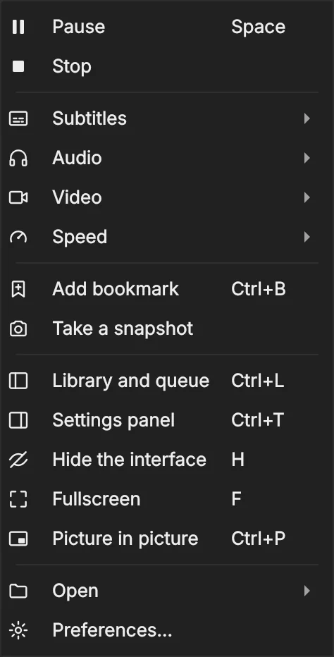 Right-click menu