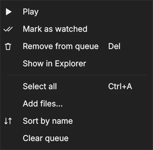 Right-click in the queue