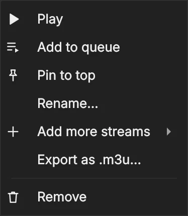 Right-click a channel list