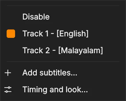 Subtitles button
