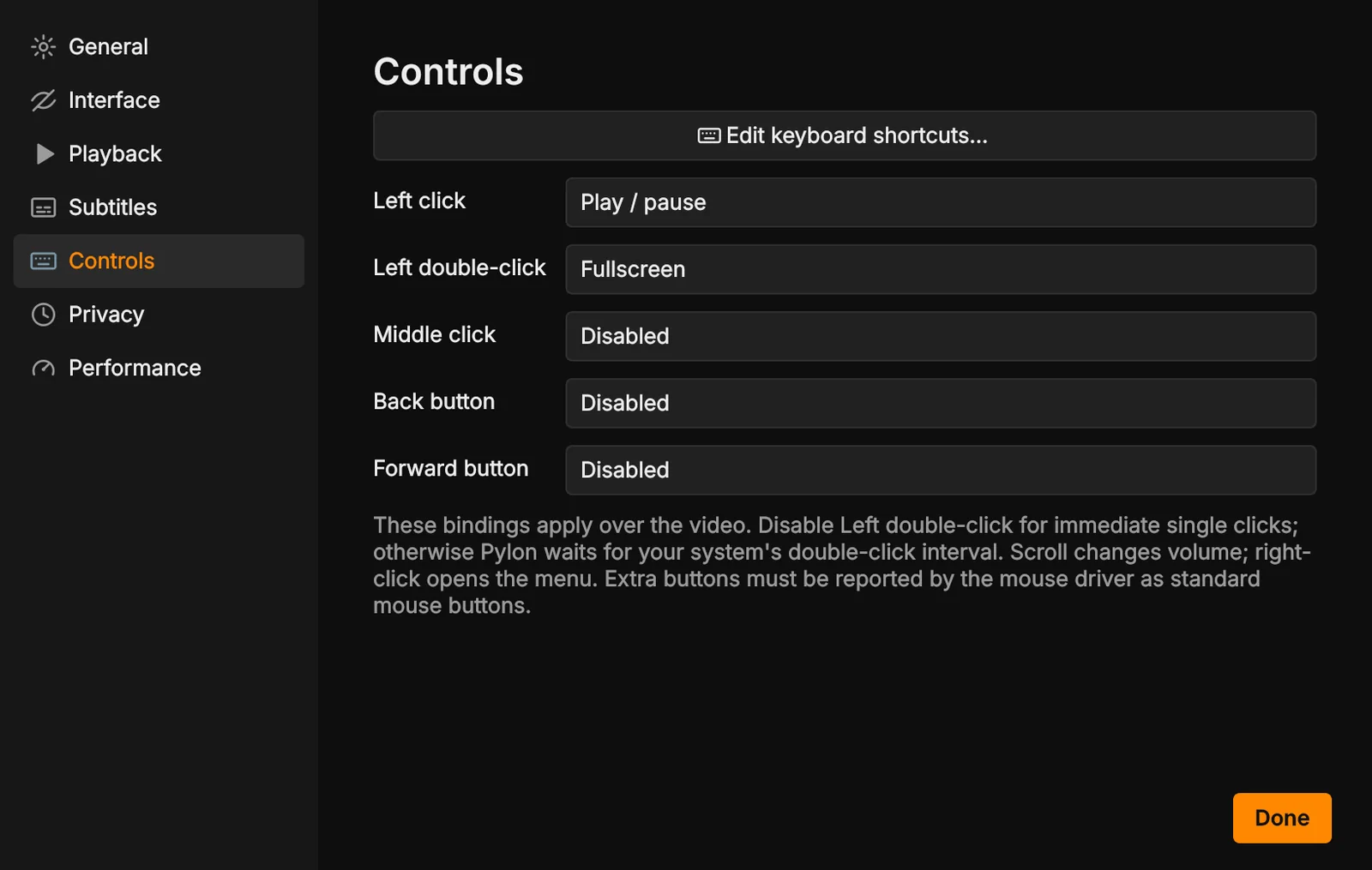 Preferences > Controls